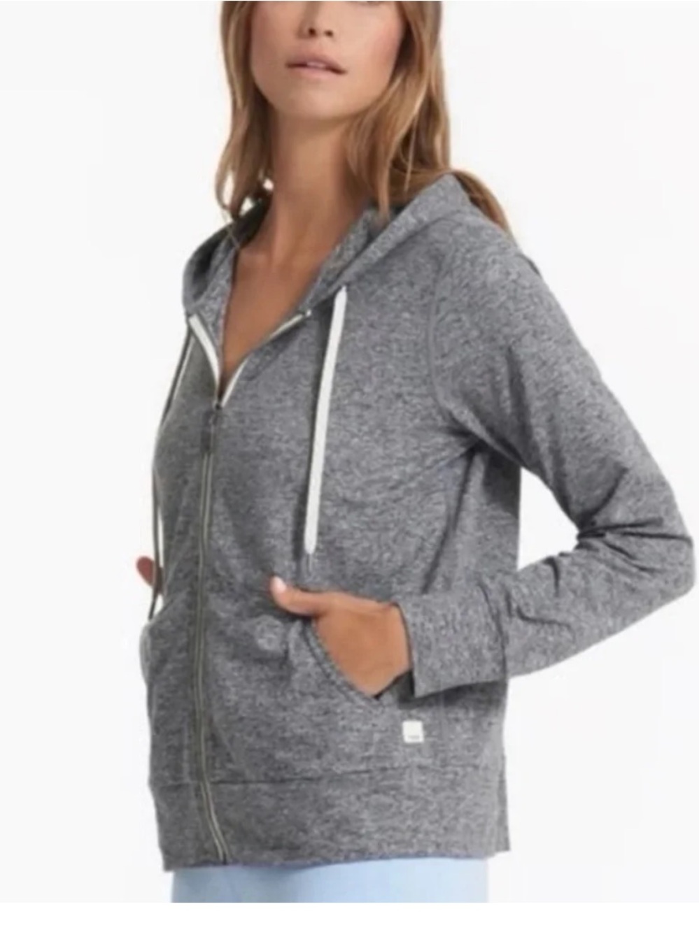 Vuori Halo Performance Zip Up Hoodie Heathered Grey Women’s L Fall Layering